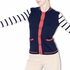 Charlotte Ronson Striped Varsity Cardigan Sweater